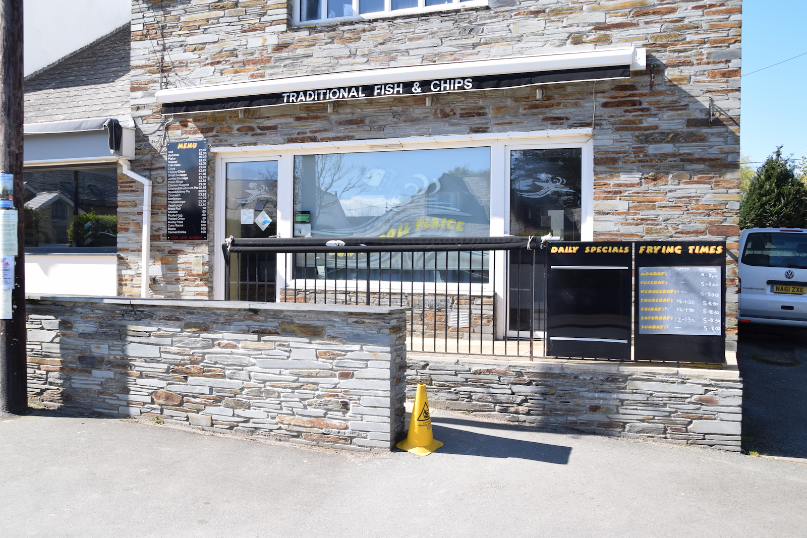 Front of fish and chip shop in Rock Cornwall
